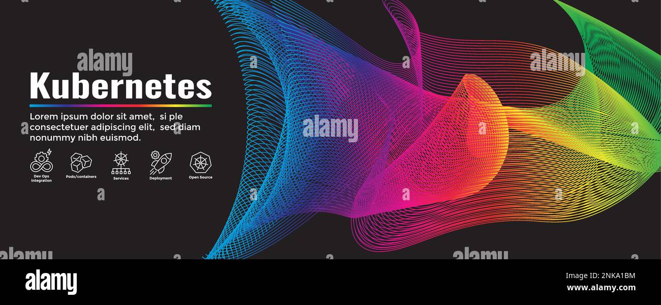 Kubernetes Development Environment Icon set woth Web Header Banner Illustration de Vecteur