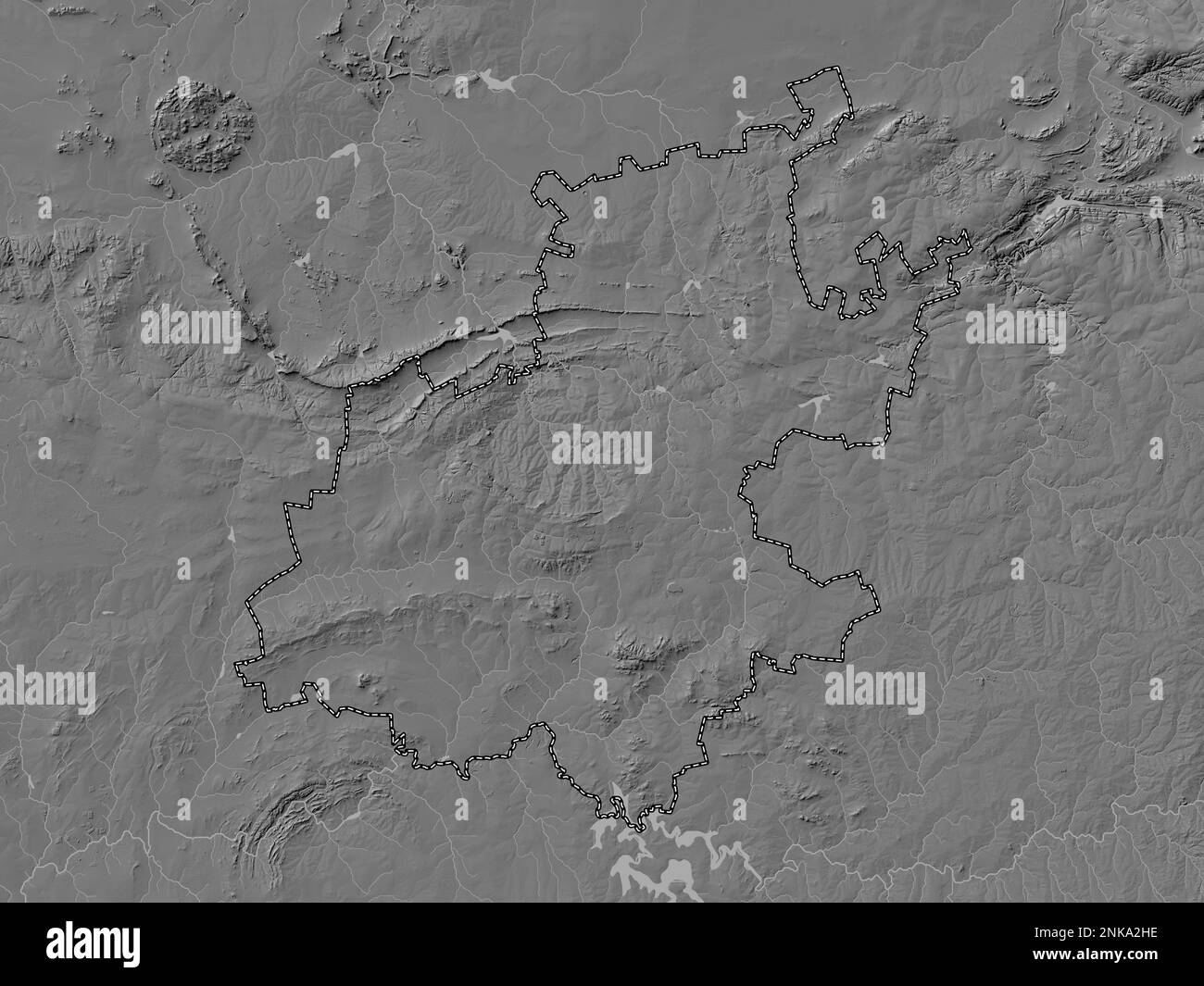 Gauteng, province d'Afrique du Sud. Carte d'altitude à deux niveaux avec lacs et rivières Banque D'Images