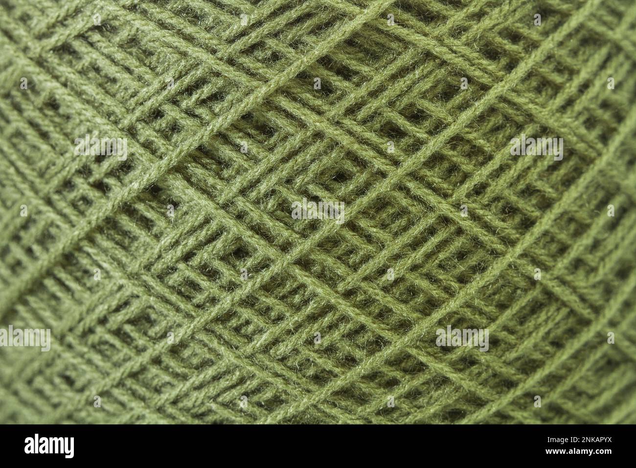 Boule de laine verte en vue rapprochée Banque D'Images