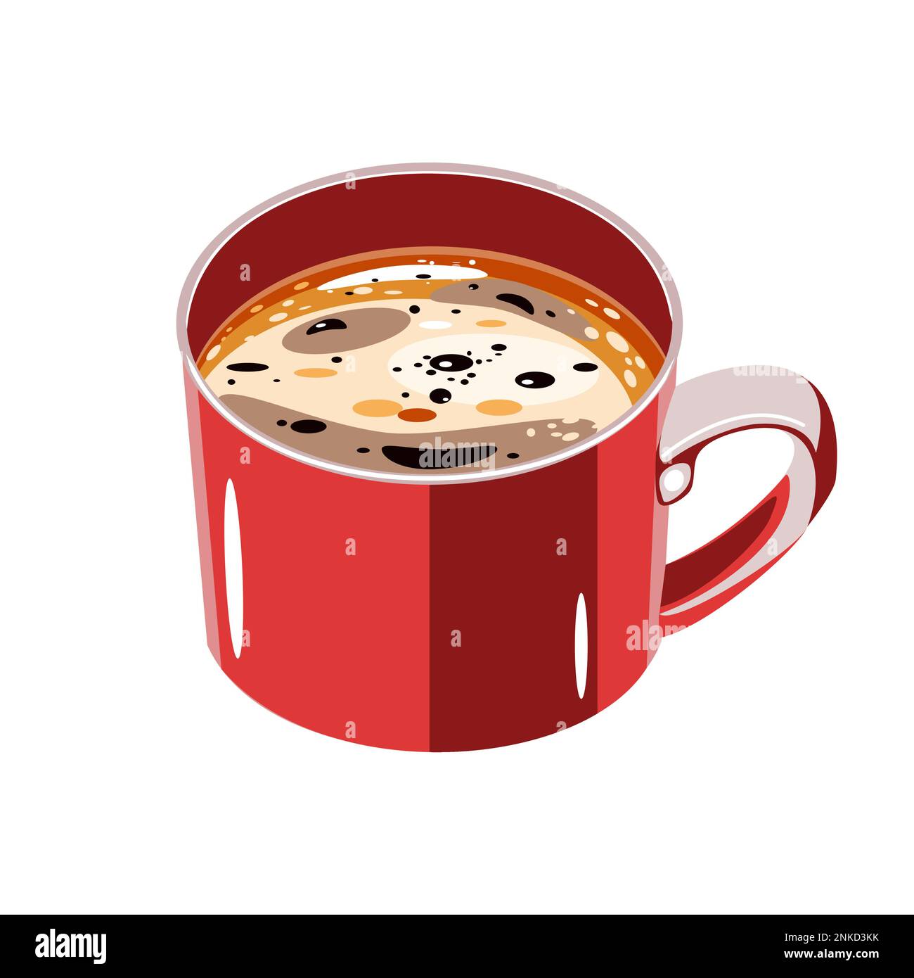 Tasse rouge en céramique avec café en illustration vectorielle plate Illustration de Vecteur