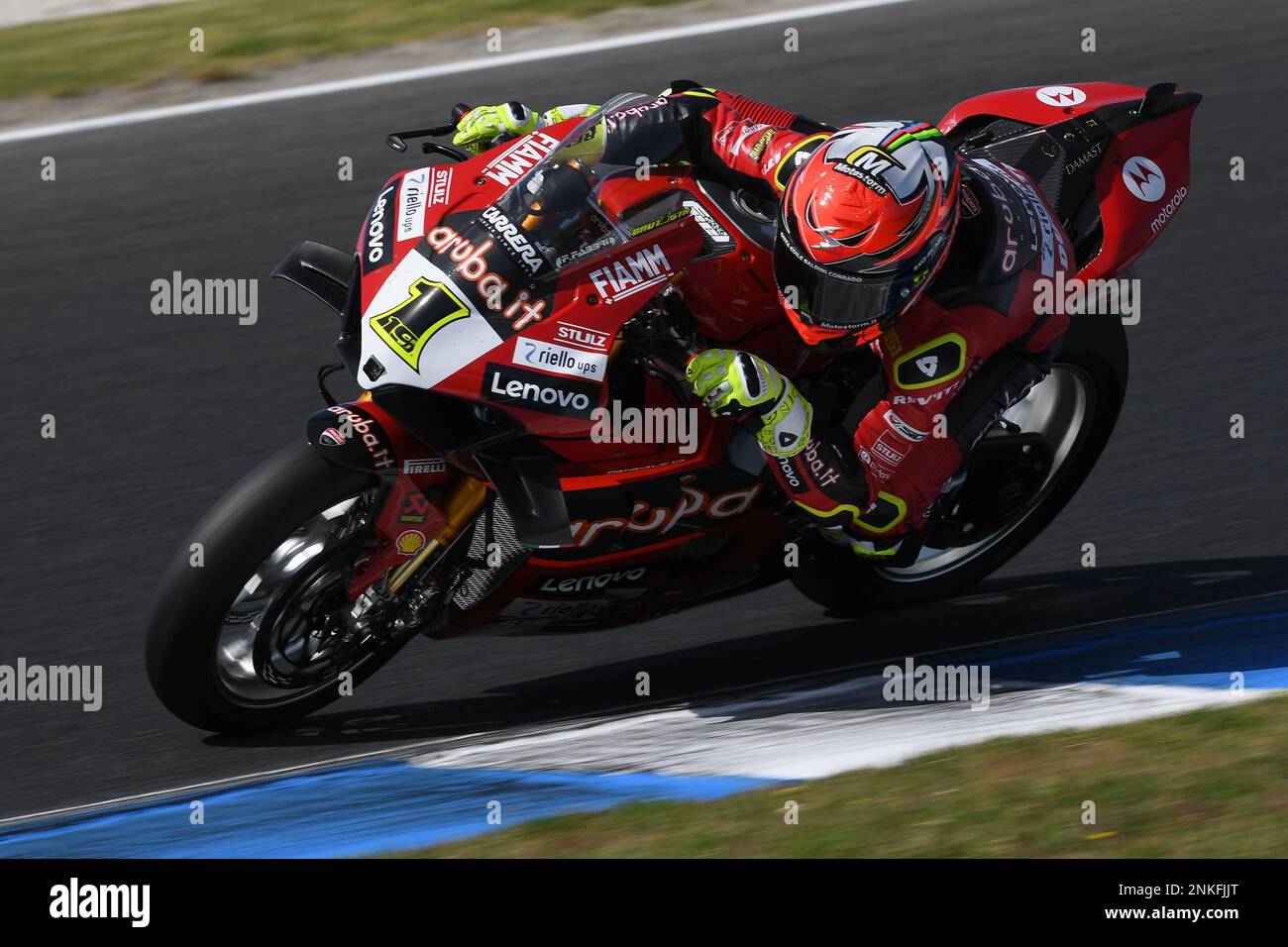 Melbourne, Australie. Vendredi 24 février 2023. Alvaro Bautista (1, Ducati), World Superbike FP1 à Phillip Island. Credit: Karl Phillipson / Alamy Live News Banque D'Images