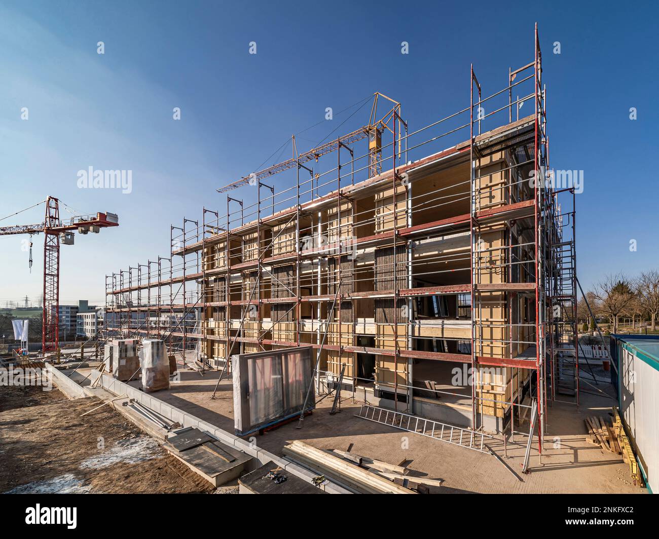Allemagne, Bade-Wurtemberg, Ludwigsburg, chantier de construction d'appartements modernes Banque D'Images