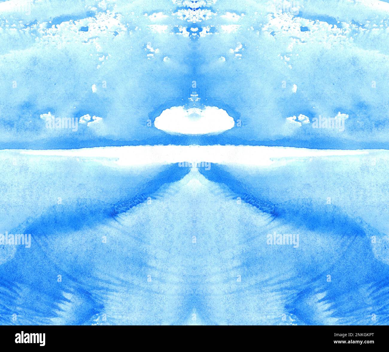 Aquarelle bleu monotype imprimer eau texture fond. Banque D'Images