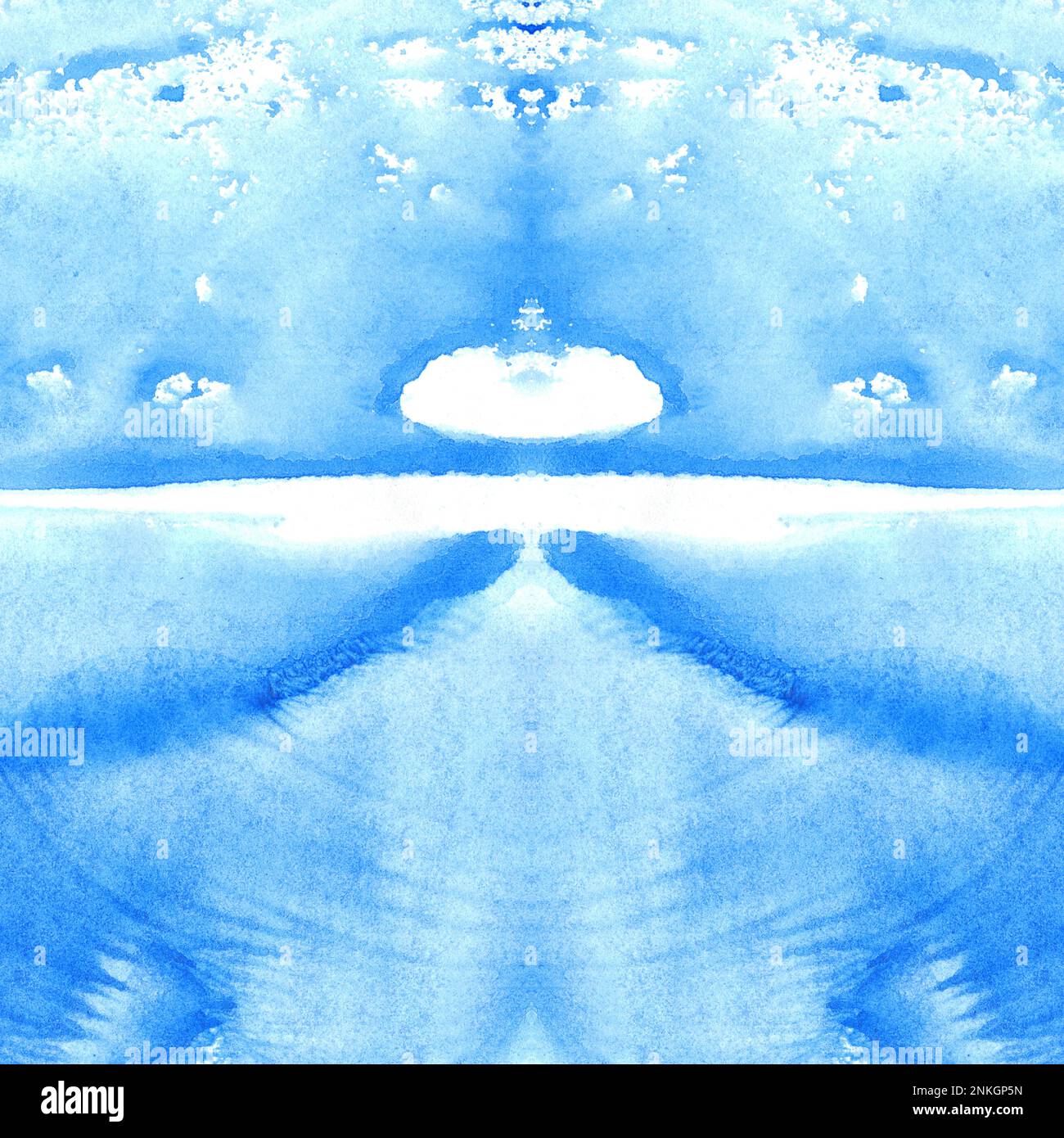 Aquarelle bleu monotype imprimer eau texture fond. Banque D'Images