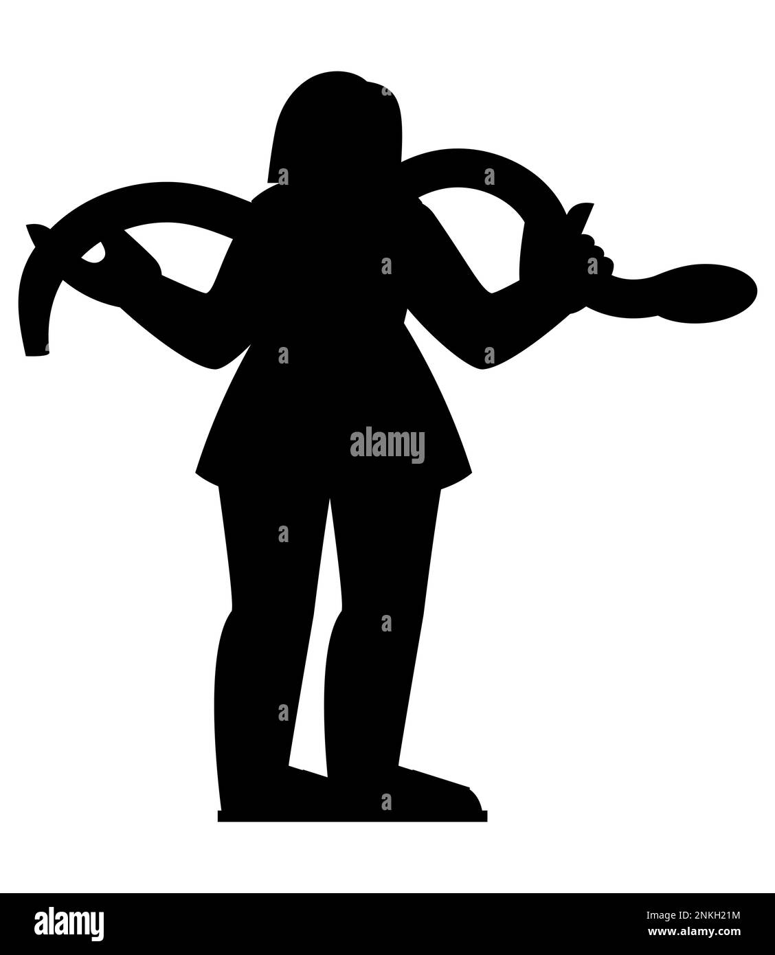 Silhouette noire d'une femme avec un serpent, les gens heureux s'amuser avec les animaux de compagnie, illustration vectorielle, image de concept pour la boutique d'animaux exotiques et les amateurs de serpent Illustration de Vecteur