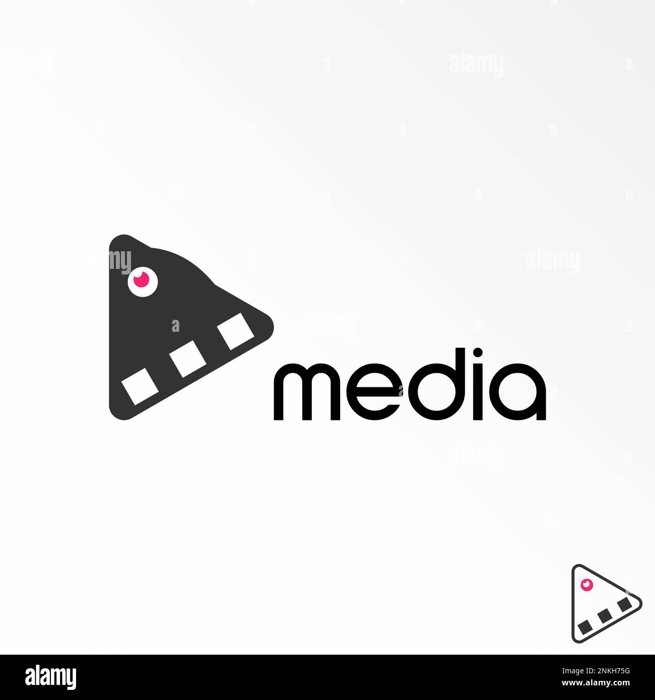 Simple et unique bouche de pigeon animal avec oeil et jouer film image graphique icône logo design abstrait concept vecteur média ou vidéo Illustration de Vecteur