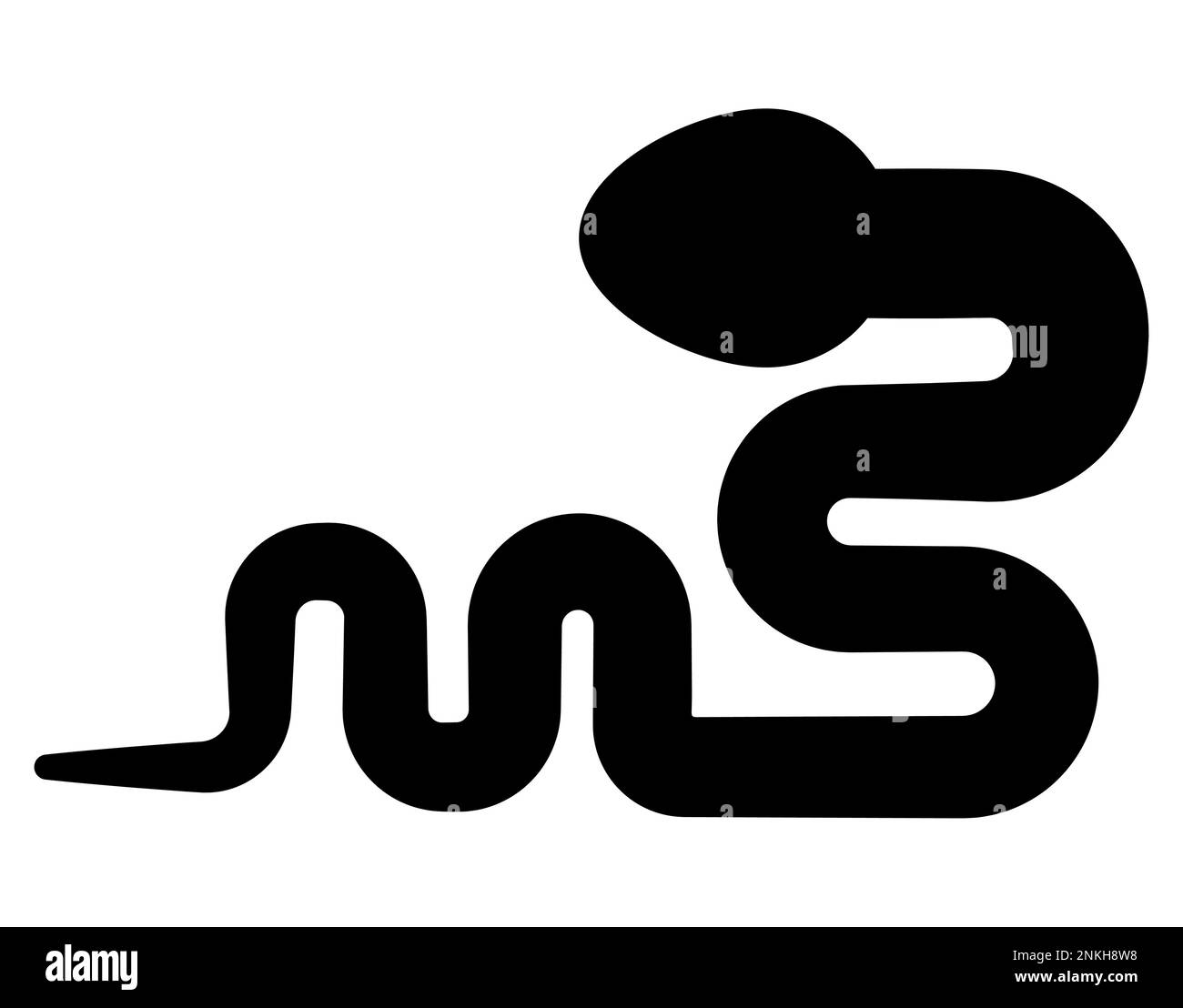 Serpent silhouette noir. Symbole isolé ou serpent d'icône sur fond blanc. Illustration vectorielle, signe serpent et logo Illustration de Vecteur
