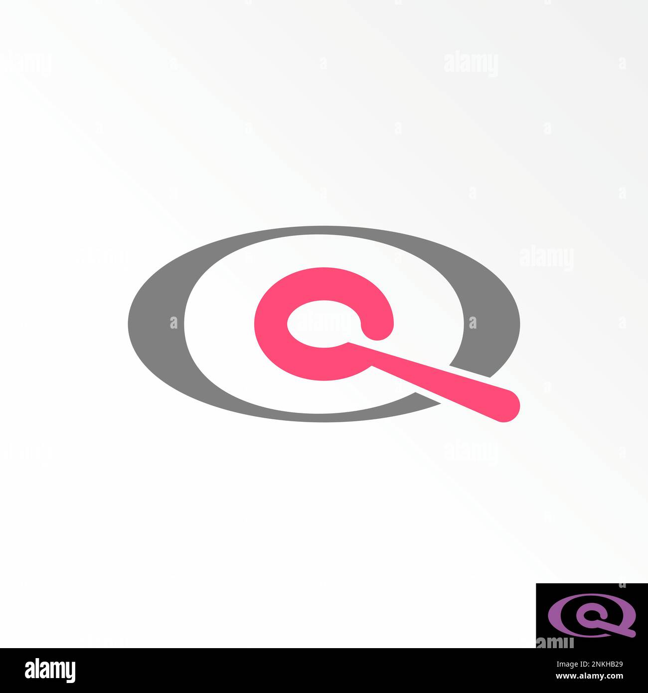 Simple lettre ou mot O ou Q bulle police sur ellipse ou oeil image graphique icône logo design abstrait concept vecteur stock initial ou monogramme Illustration de Vecteur