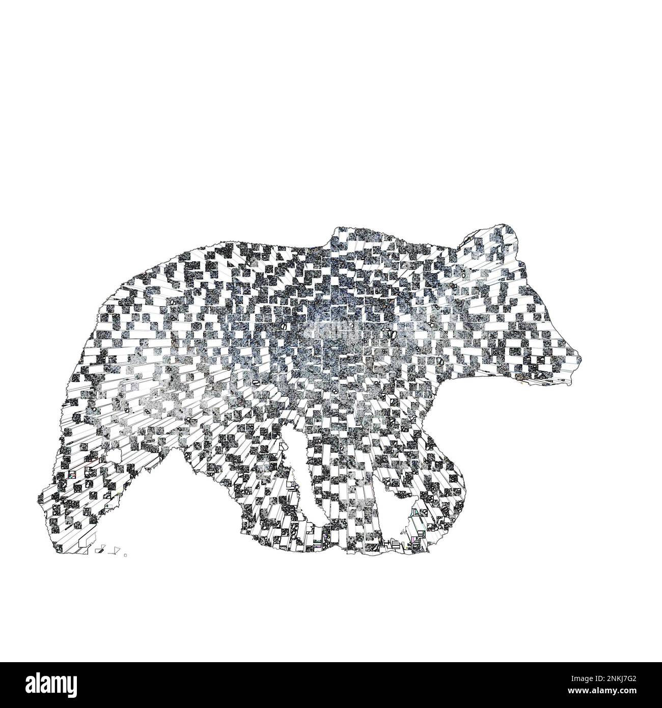 Silhouette d'un ours brun sur fond blanc Banque D'Images