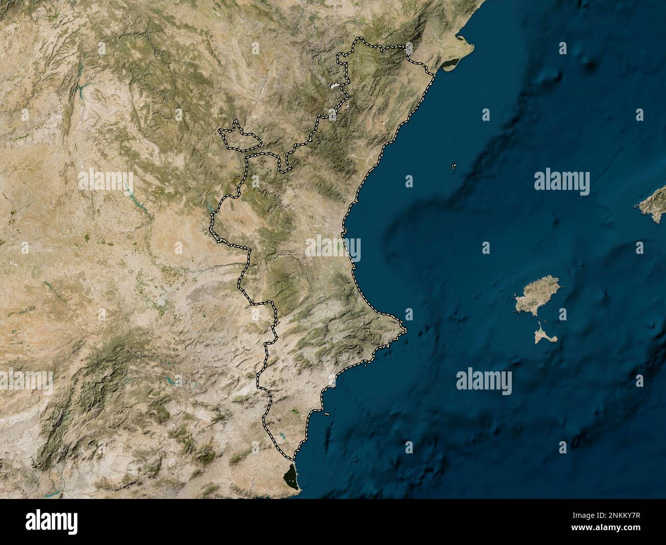 Comunidad Valenciana, communauté autonome d'Espagne. Carte satellite basse résolution Banque D'Images