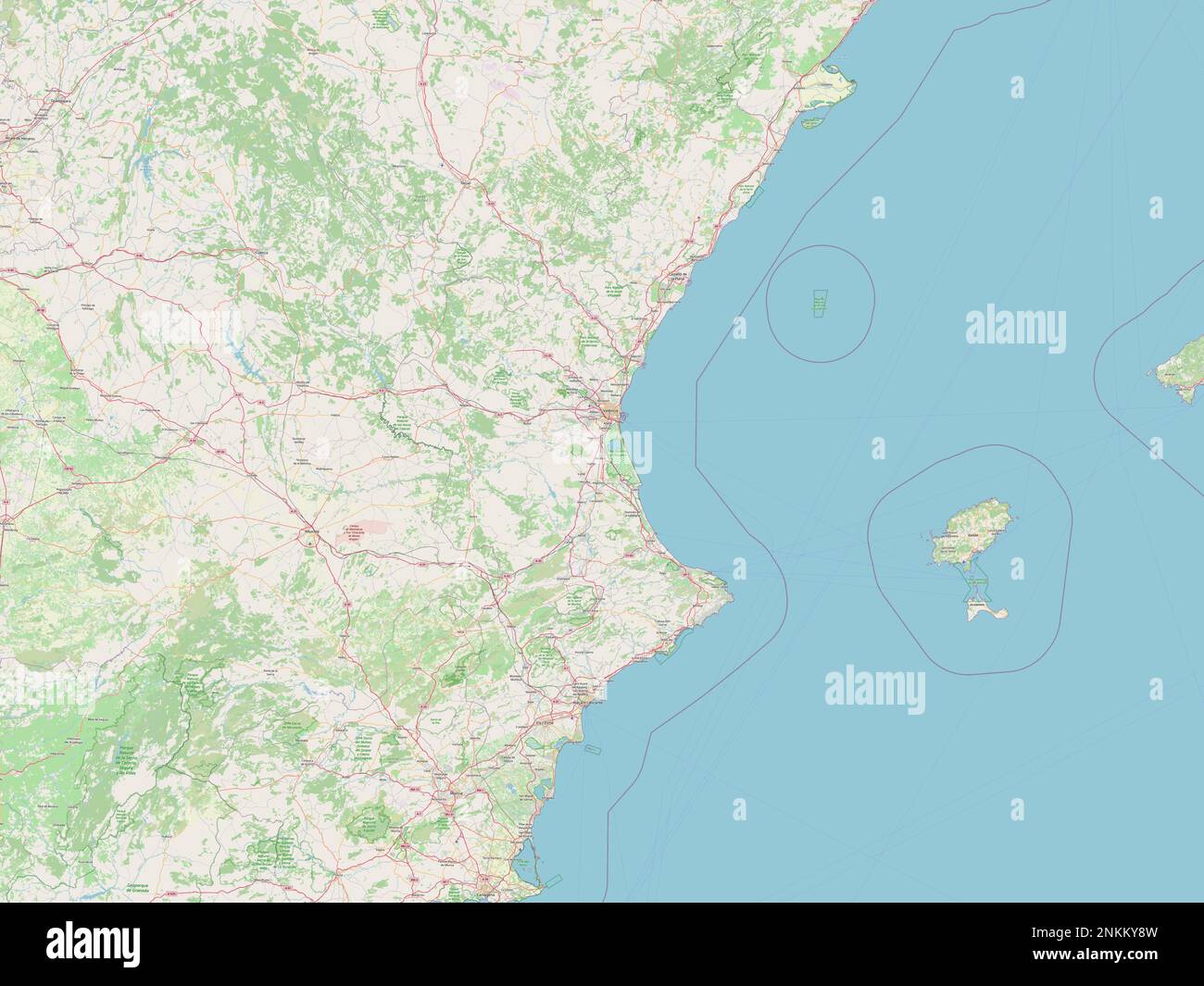 Comunidad Valenciana, communauté autonome d'Espagne. Ouvrez la carte des rues Banque D'Images