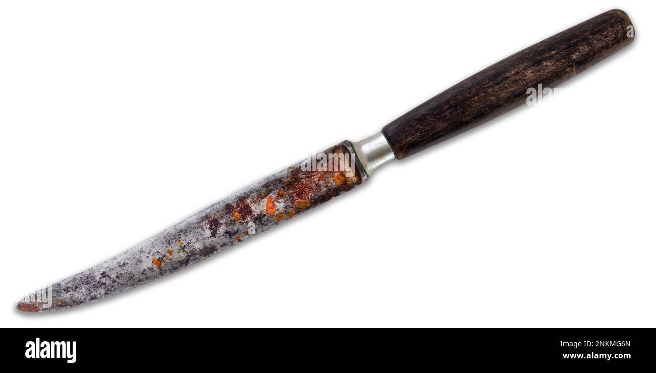 vieux couteau à chichen sur fond blanc Banque D'Images