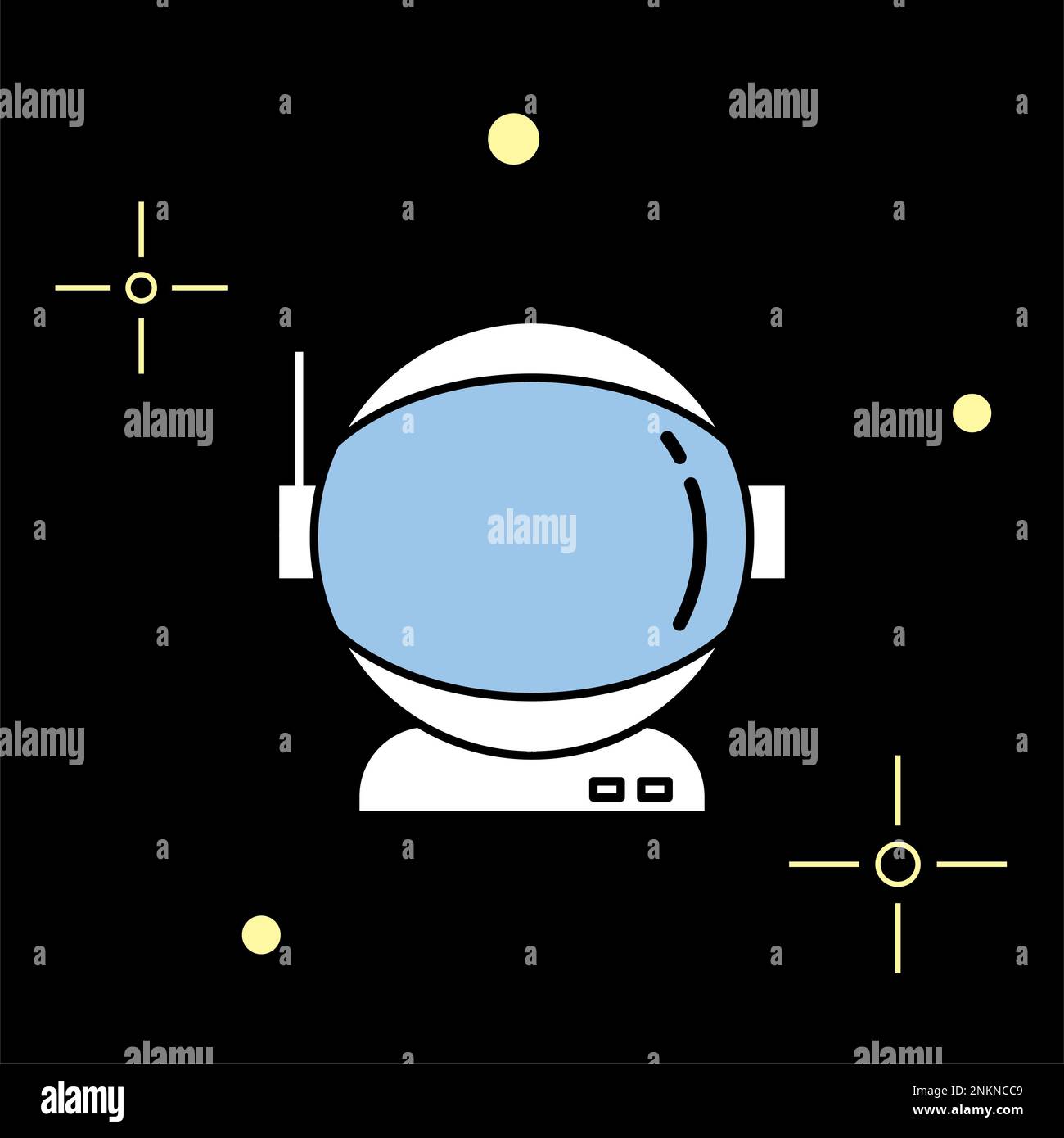 Illustration de l'icône Explorer le concept d'espace.Illustration imprimable du concept d'espace. Illustration de l'astronaute ou de l'espace sur fond sombre. Banque D'Images