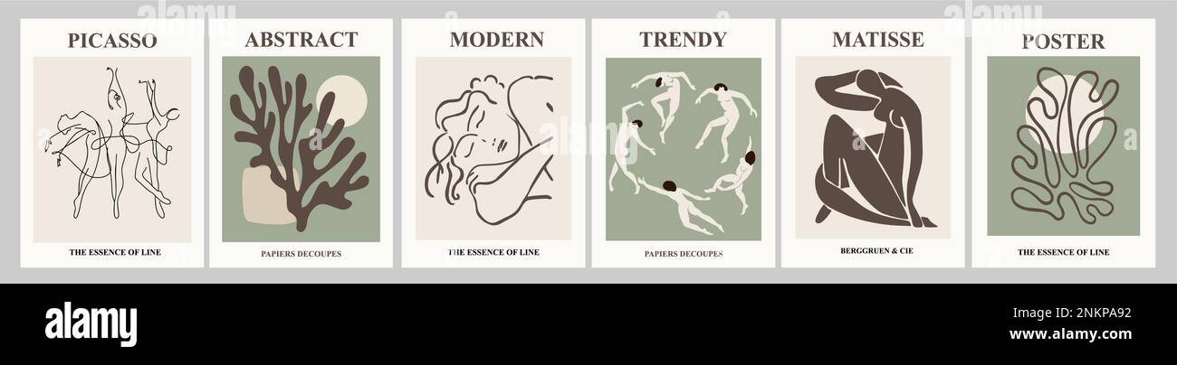 Affiches Dessinées à La Main Dans Le Style Matisse | Vecteur Premium