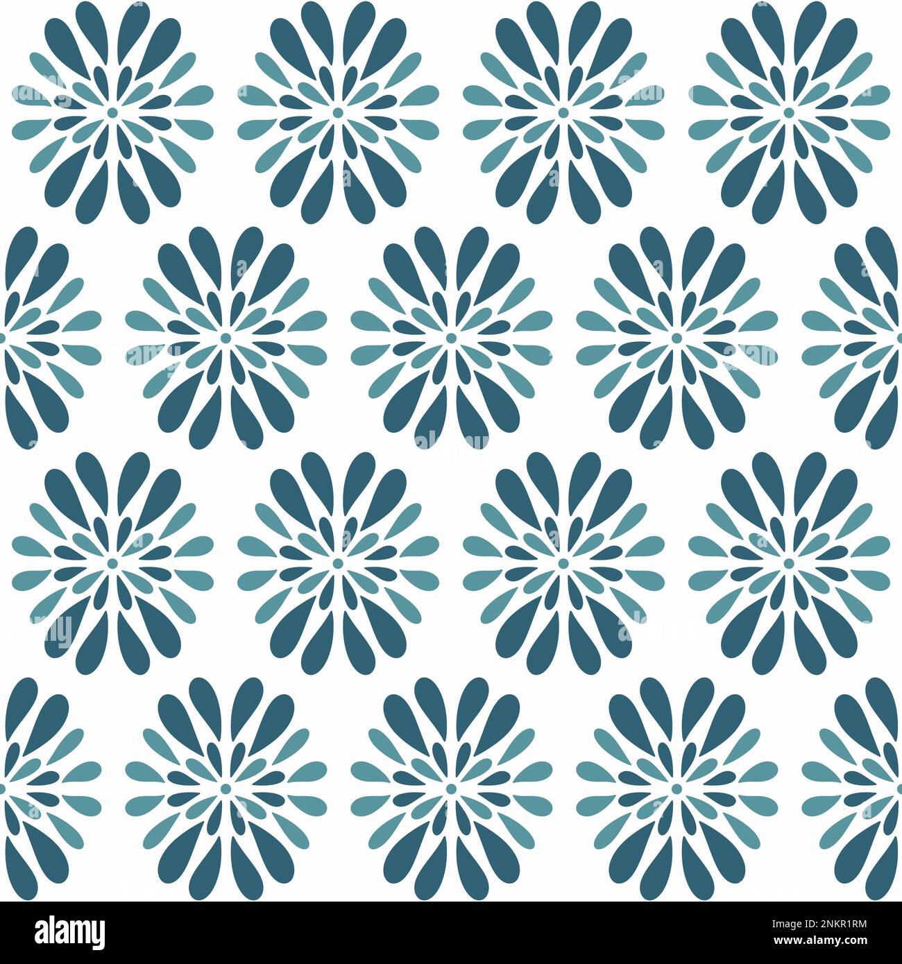 Motif fleur indigo sans coutures. Fleur géométrique bleue abstraite sur fond blanc Banque D'Images