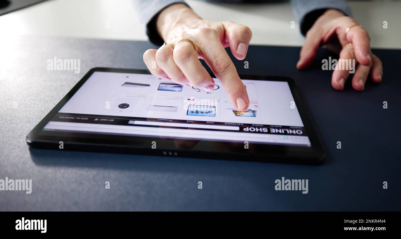 Boutique en ligne du site Web d'Ecommerce Shopping sur tablette Banque D'Images