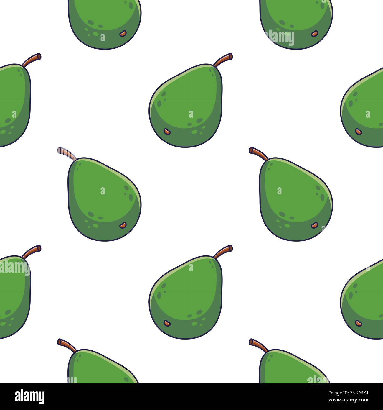 Joli motif vert avocat Seamless dans le style doodle.. Vector dessin animé dessiné à la main illustration avocat. Croquis dessiné à la main de l'avocat. Modèle pour vêtements d'enfants. Illustration de Vecteur
