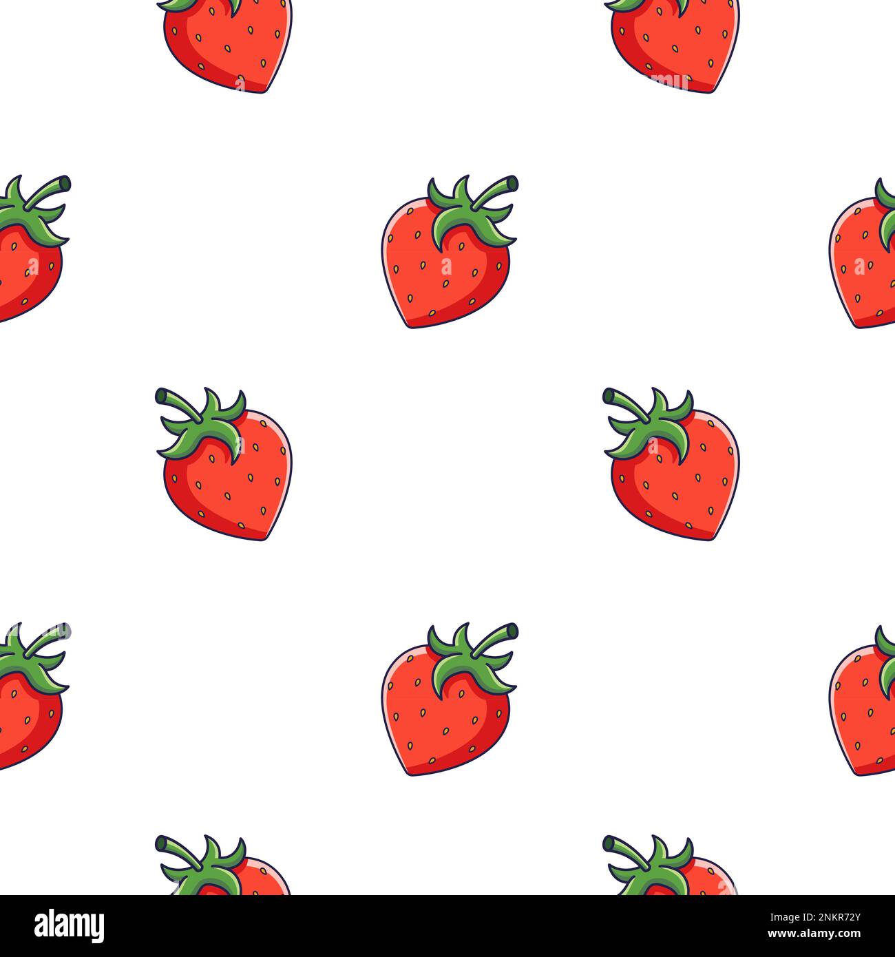 Mignon motif sans couture rouge Strawberry dans le style doodle.. Vector dessin animé dessiné à la main Strawberry illustration. Croquis dessiné à la main de fraise. Modèle pour vêtements d'enfants. Illustration de Vecteur
