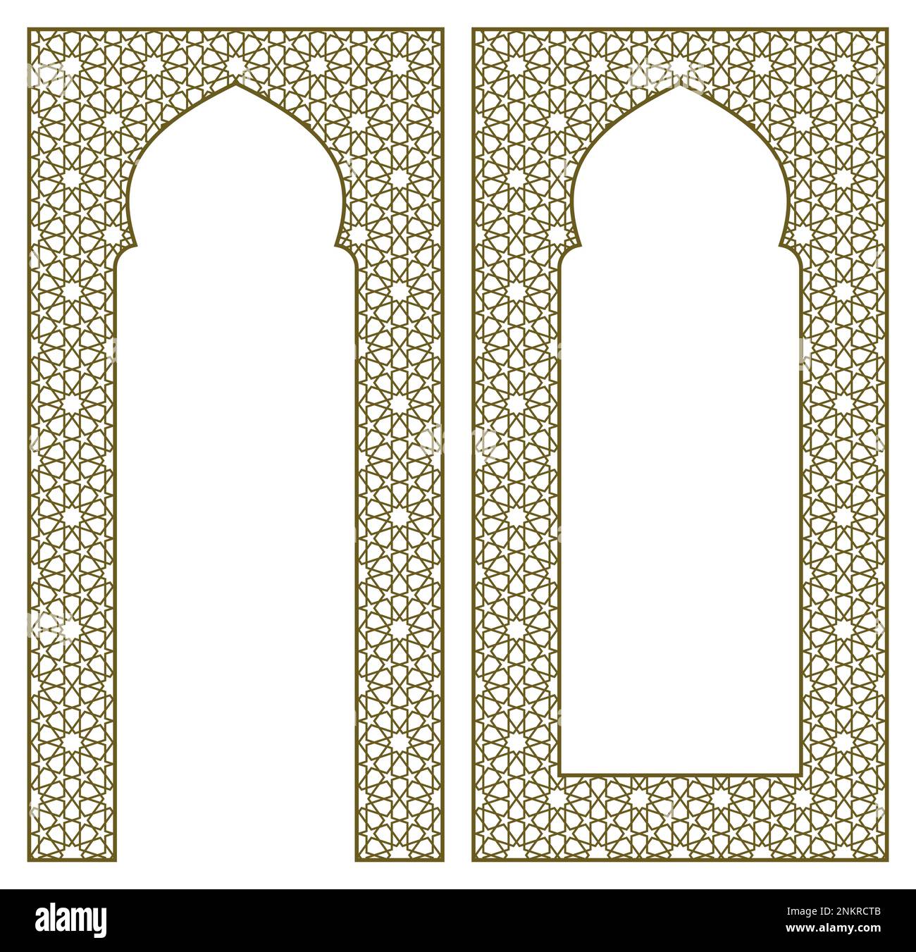 Arcs, cadres éléments de conception.proportion 2x1. Décoration géométrique arabe. Couleur marron. Illustration de Vecteur