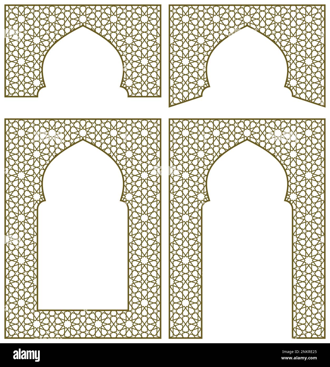 Arches, cadres éléments de conception. Décoration géométrique arabe. Couleur marron. Illustration de Vecteur