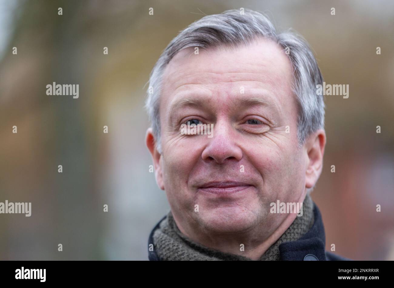 Ludwigslust, Allemagne. 22nd févr. 2023. Heiko Geue (SPD), ministre des Finances du Mecklembourg-Poméranie occidentale, lors d'une nomination à la restauration du château de Ludwigslust. Credit: Jens Büttner/dpa/Alay Live News Banque D'Images