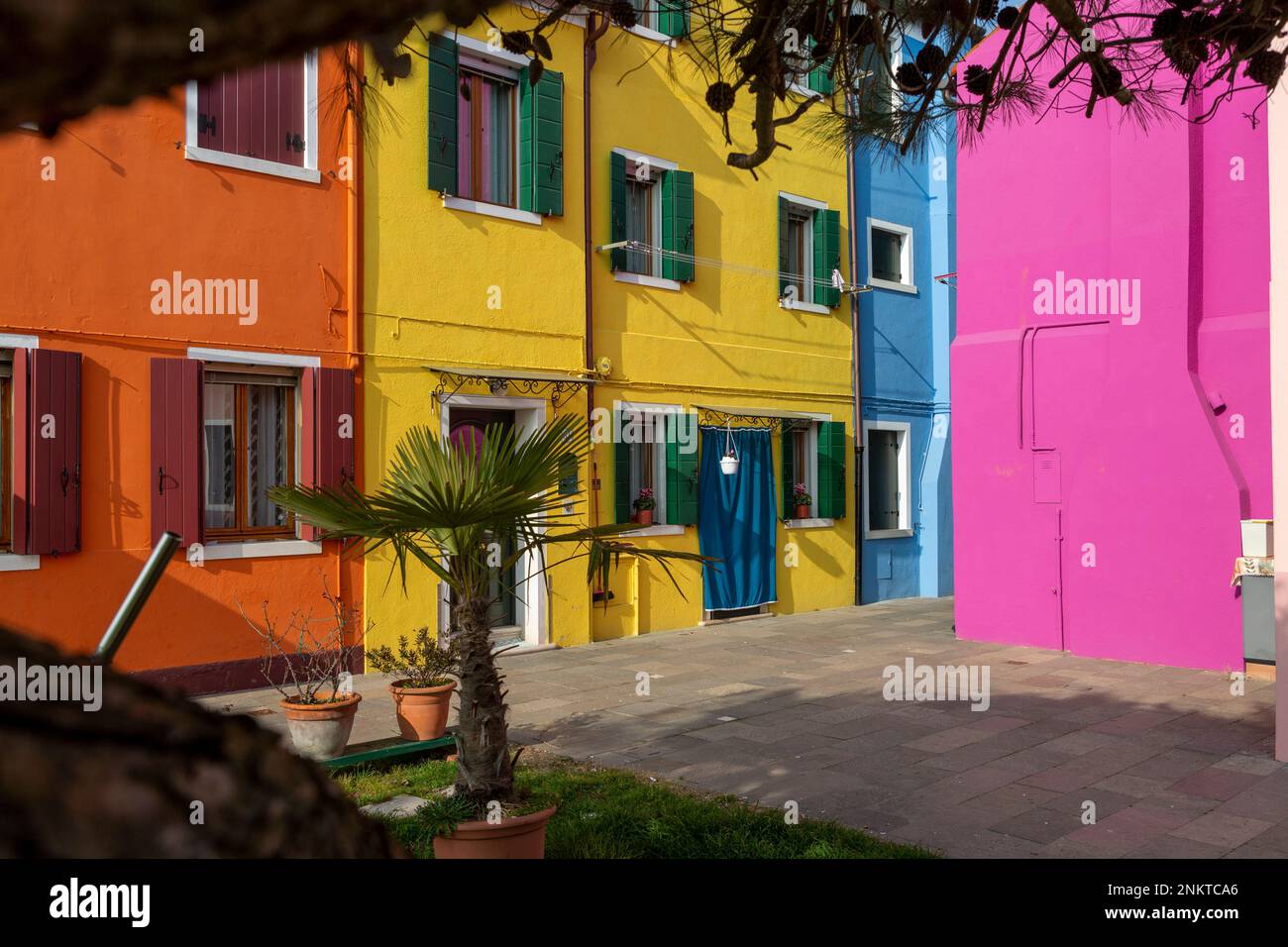 Maison multicolore sur l'île de Burano, près de Venise Banque D'Images