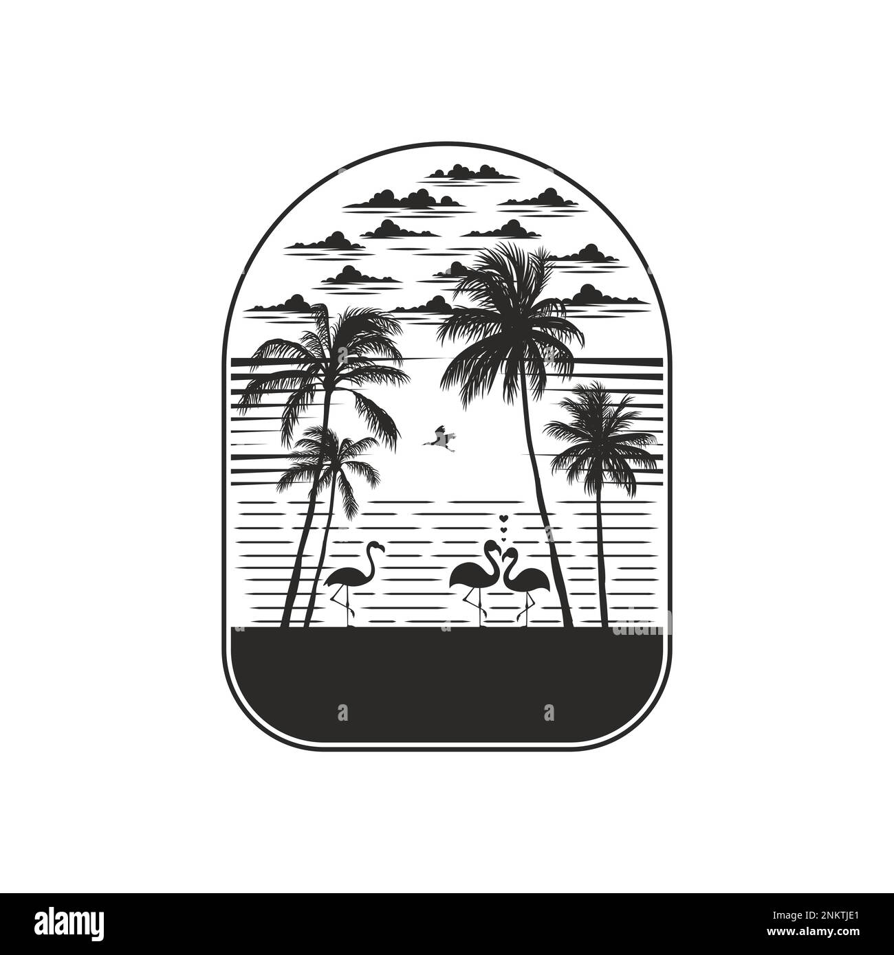 Paysage panoramique océan et plage. Œuvres d'art de l'été. Modifiable, redimensionnable, EPS 10, illustration vectorielle. Illustration de Vecteur