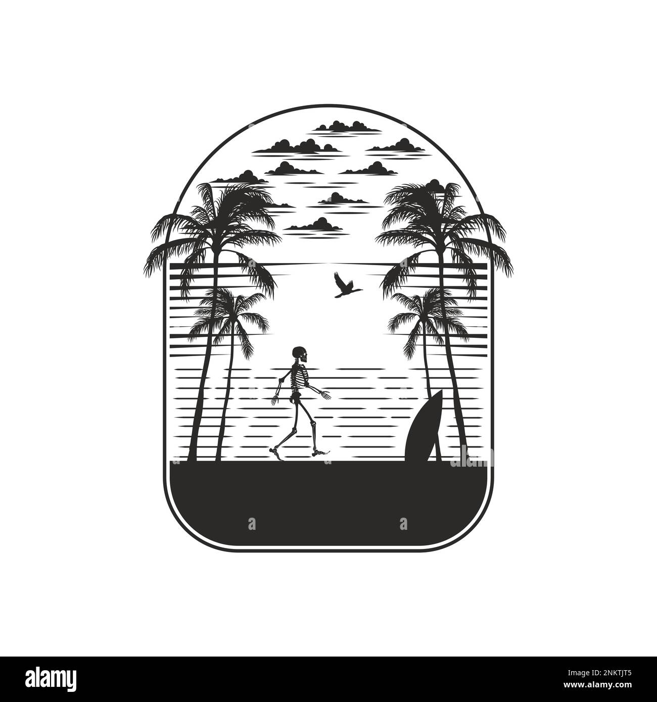 Paysage panoramique océan et plage. Œuvres d'art de l'été. Modifiable, redimensionnable, EPS 10, illustration vectorielle. Illustration de Vecteur