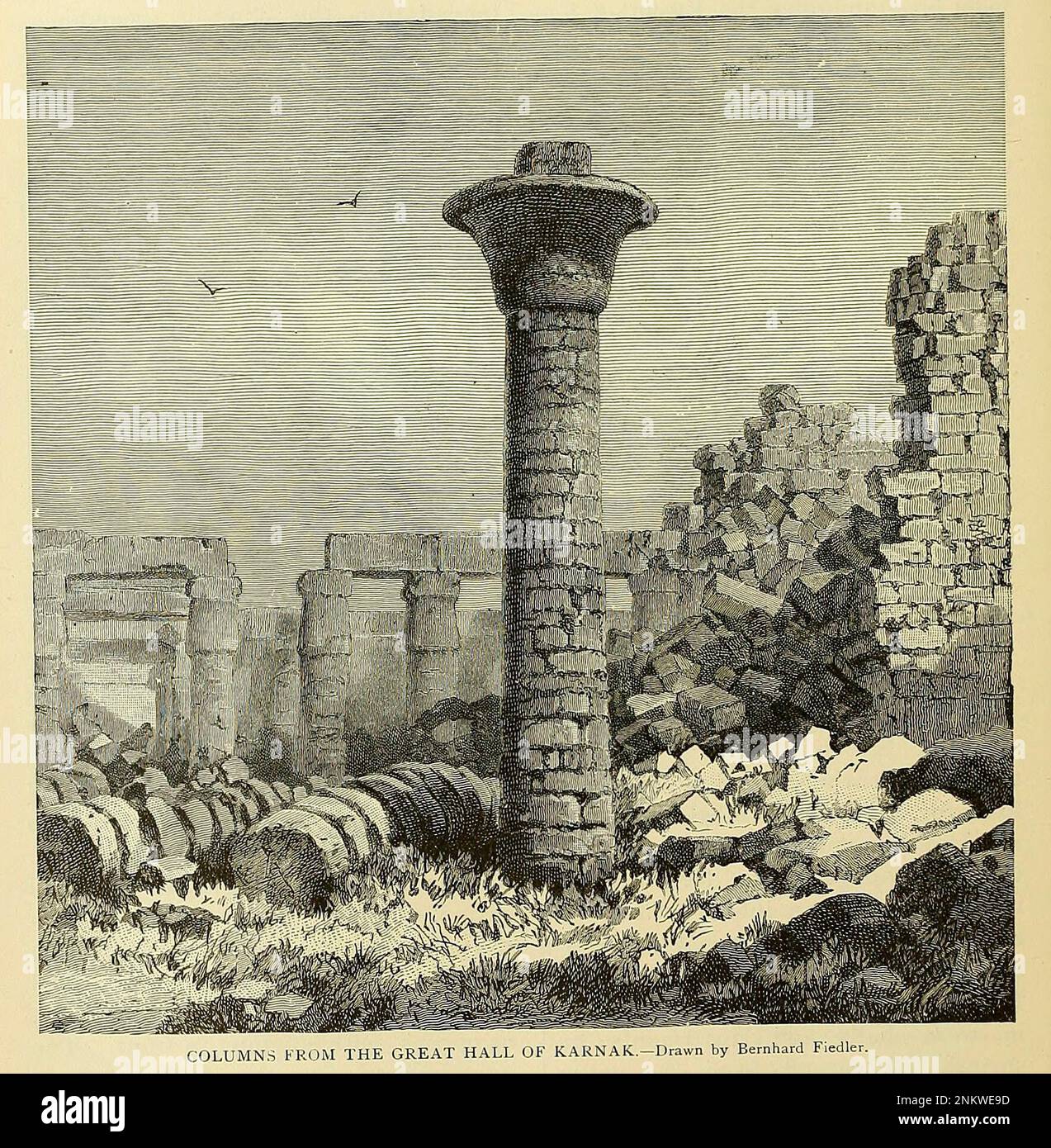 COLONNES DE LA GRANDE SALLE DE KARNAK - dessiné par Bernard Fiedler Livre XVIII les Hamites de Cyclopedia histoire universelle : Embrassant la présentation la plus complète et la plus récente du sujet en deux parties principales ou divisions de plus de six mille pages par John Clark Ridpath, 1840-1900 Date de publication 1895 Editeur Boston : Balch Bros. Volume 6 Histoire de l'homme et de l'humanité Banque D'Images