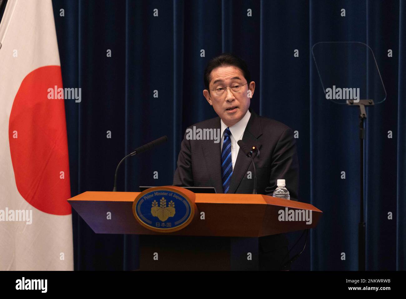 Tokyo, Japon. 24th févr. 2023. Le Premier ministre japonais Fumio Kishida parle lors de sa conférence de presse à Tokyo. Crédit : SOPA Images Limited/Alamy Live News Banque D'Images