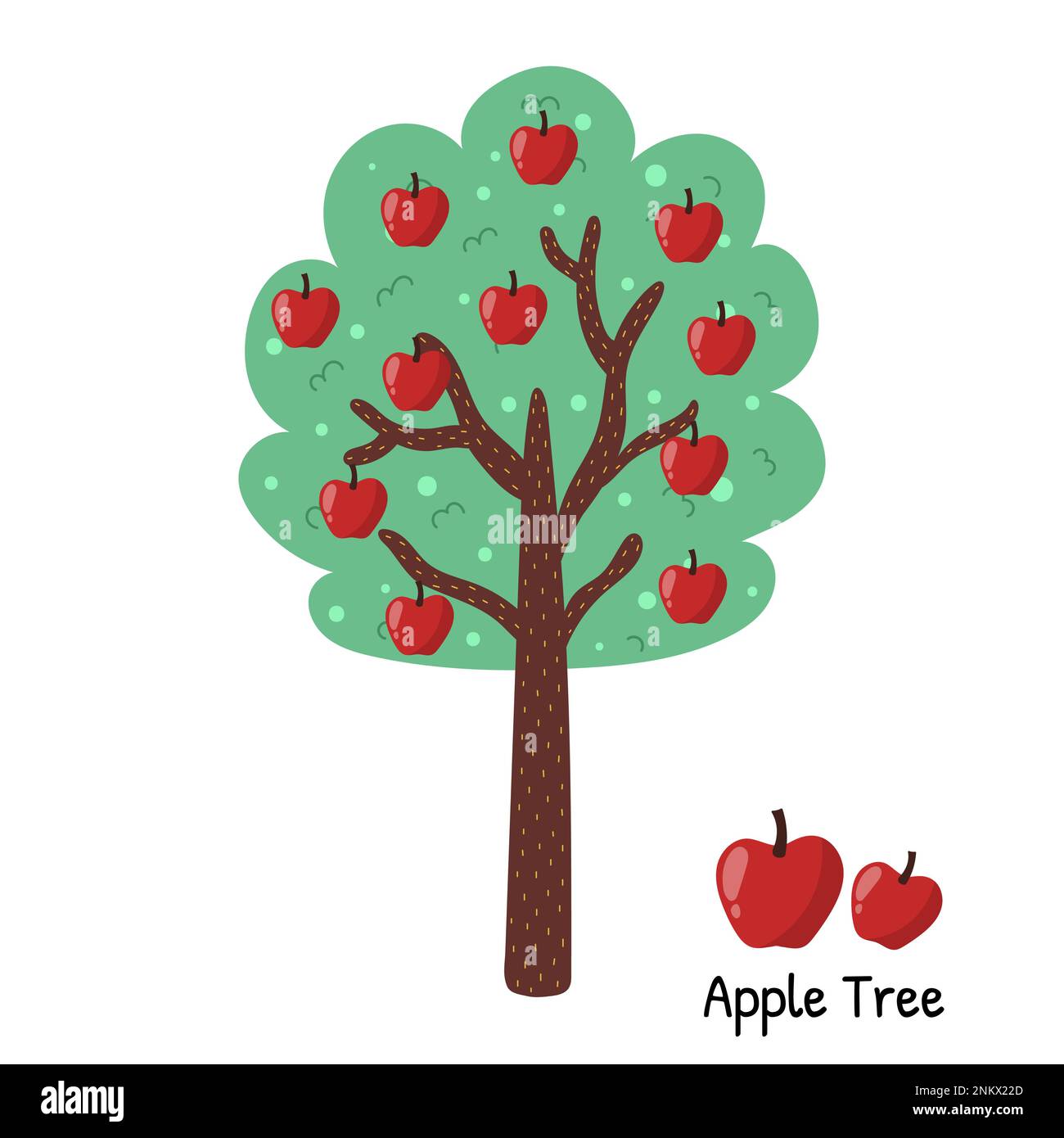 Apple Tree de style dessin animé. Elément isolé d'arbre de fruits Illustration de Vecteur