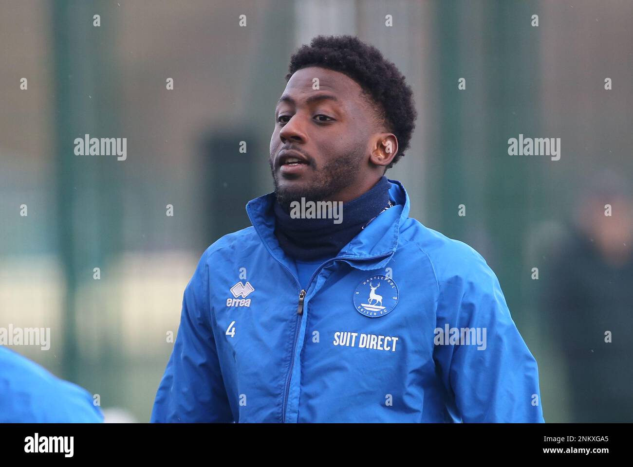 Mouhamed Niang de Hartlepool United lors de la première session de formation de John Askey en tant que directeur de Hartlepool United au château de Maiden, à Durham City, le vendredi 24th février 2023. (Photo : Michael Driver | MI News) Credit : MI News & Sport /Alay Live News Banque D'Images