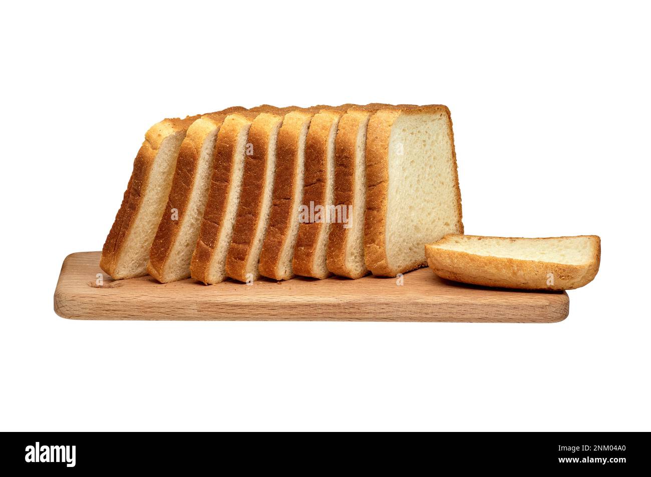 Image de pain blanc tranché sur une planche en bois Banque D'Images