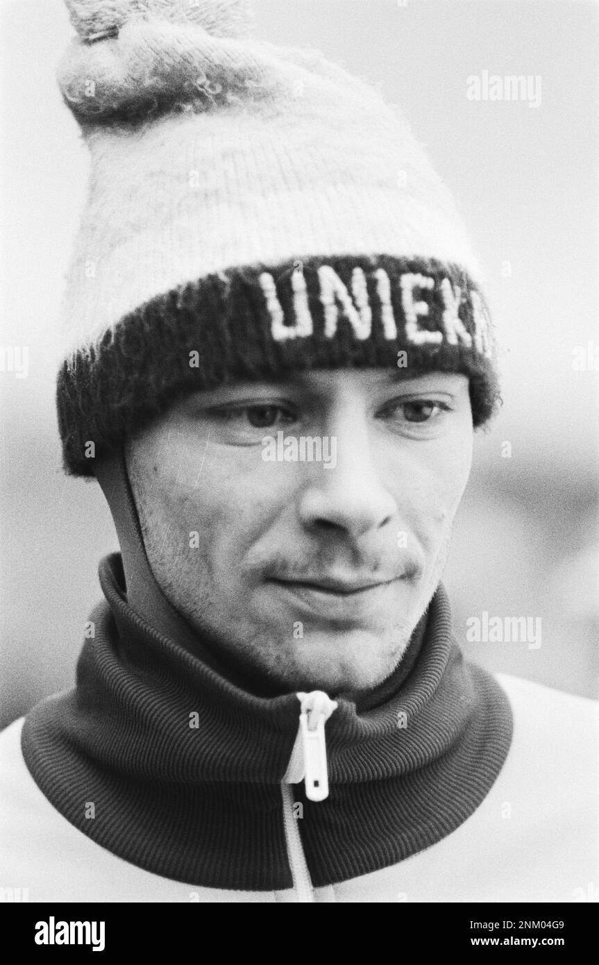 Pays-Bas Histoire : ​​Skating Championnat hollandais de vitesse à la Haye. Champion Hilbert van der Duim ca. 6 janvier 1980 Banque D'Images
