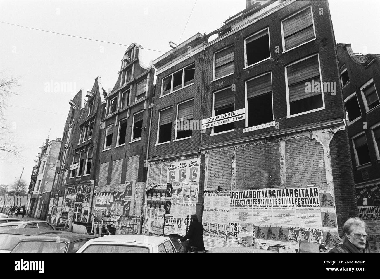 Pays-Bas Histoire: Bâtiments à restaurer sur la Nieuwe Zijdsvoorburgwal ca. 30 janvier 1980 Banque D'Images