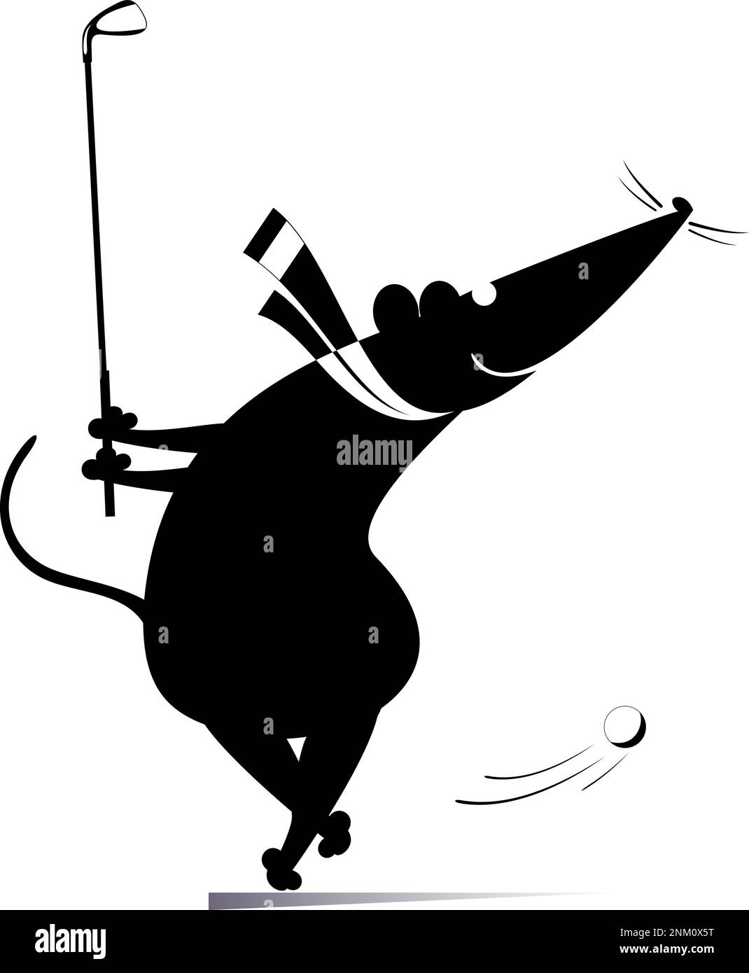 Dessin animé rat ou souris joue l'illustration de golf Illustration de Vecteur