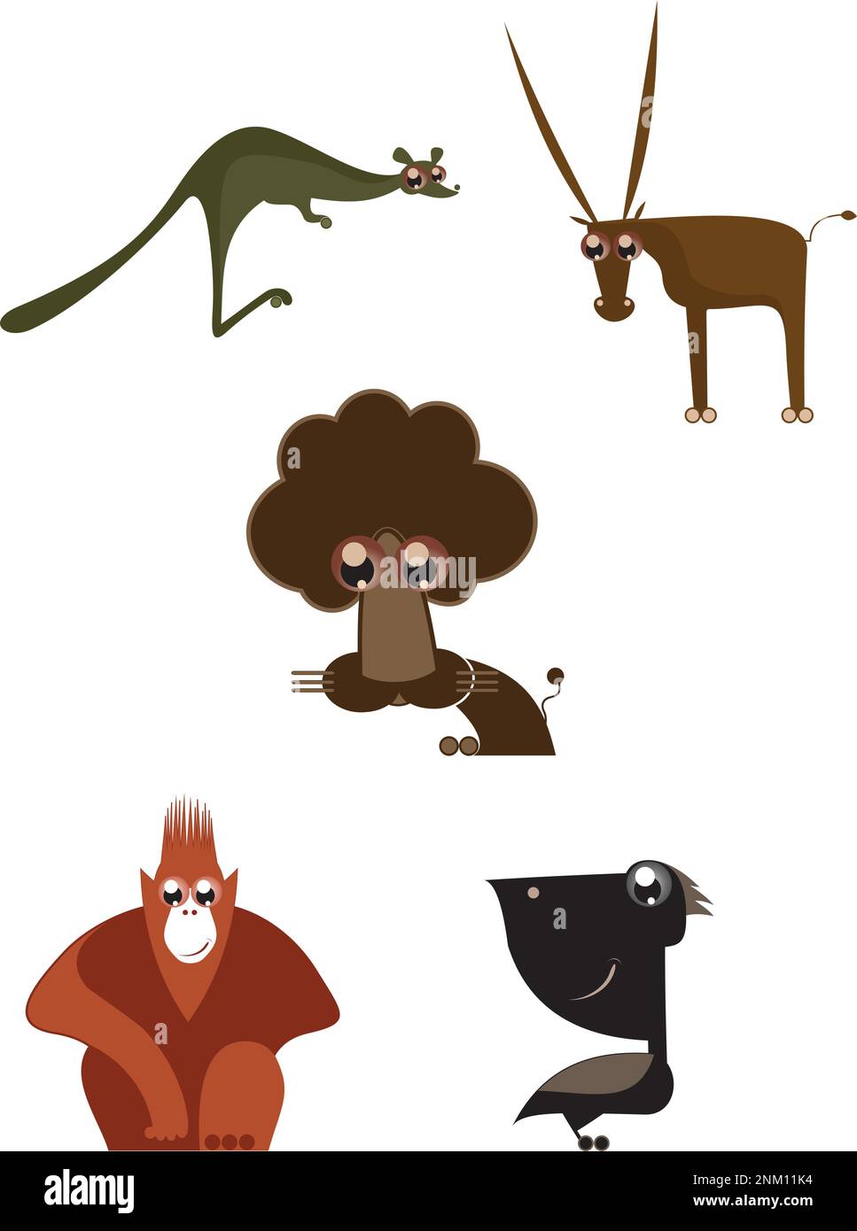 Ensemble de dessins animés pour animaux amusants Illustration de Vecteur