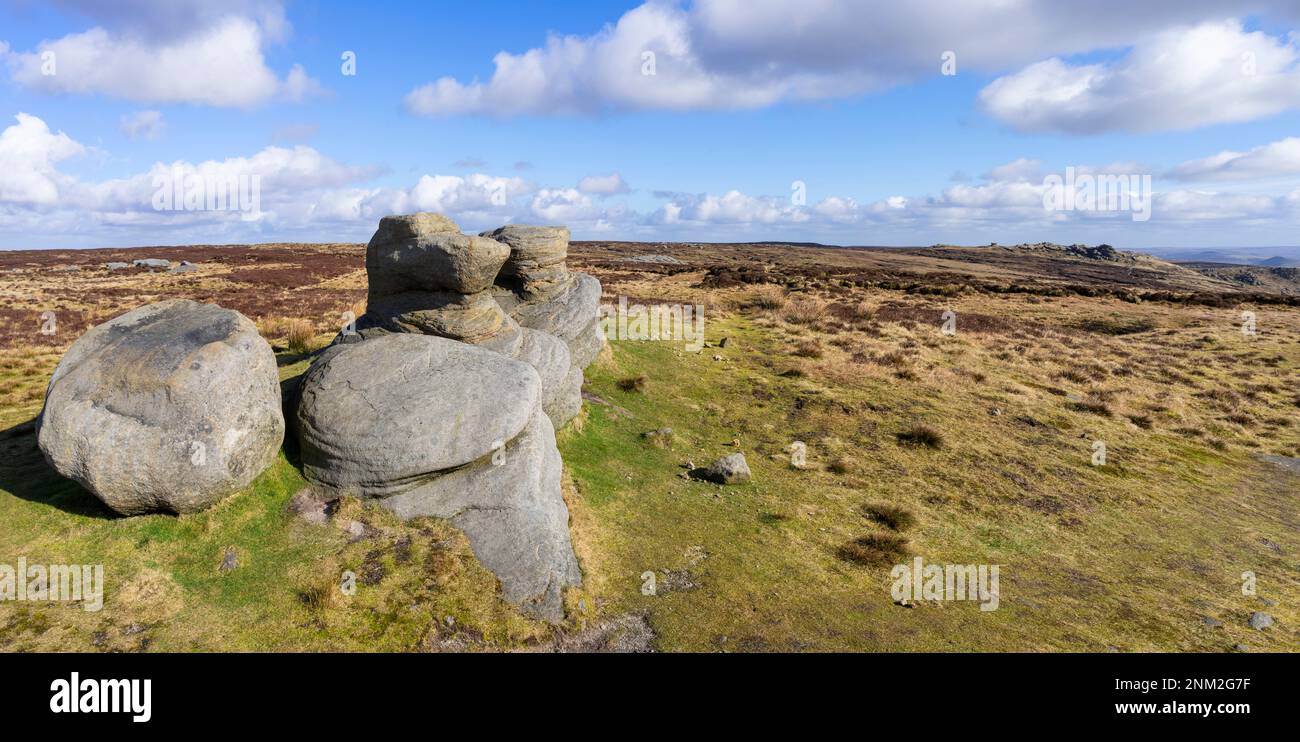 Kinder Scout Moorland plateau National nature Reserve Dark Peak Derbyshire Peak District National Park Derbyshire England GB Europe Banque D'Images