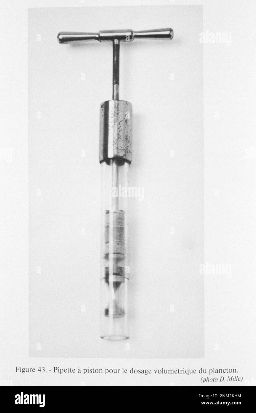 Pipette à piston utilisée pour déterminer la quantité de plancton dans un volume donné d'eau. Utilisé par Victor Hensen en 1887. Banque D'Images