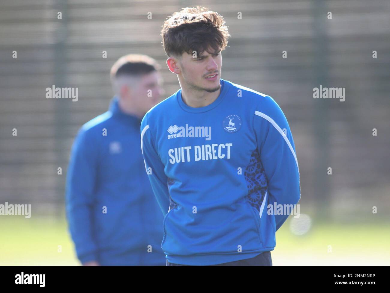 Edon Pruti de Hartlepool United lors de la première session de formation de John Askey en tant que directeur de Hartlepool United au château de Maiden, à Durham City, le vendredi 24th février 2023. (Photo : Michael Driver | MI News) Credit : MI News & Sport /Alay Live News Banque D'Images