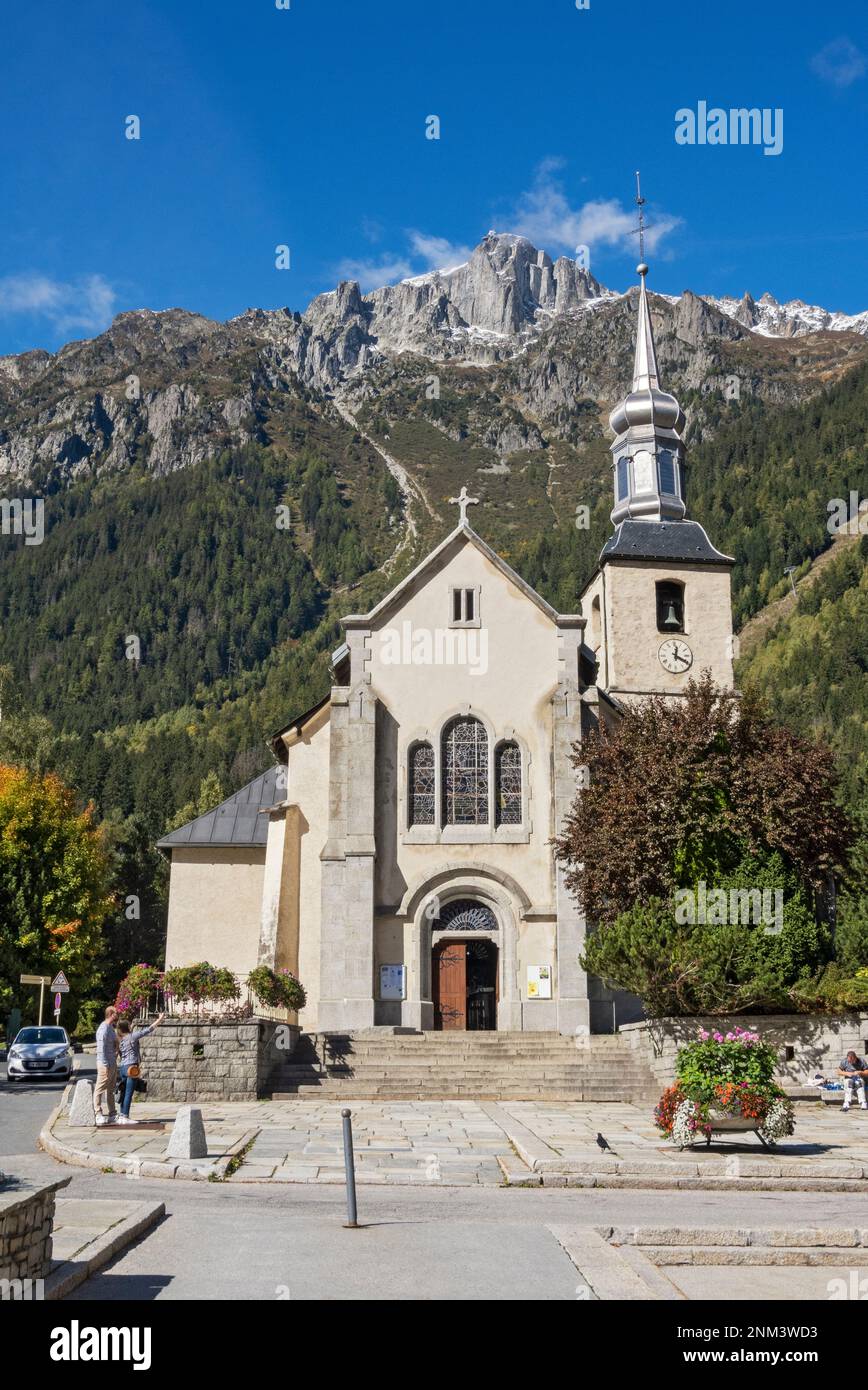 France, Chamonix, St Église Michel Banque D'Images
