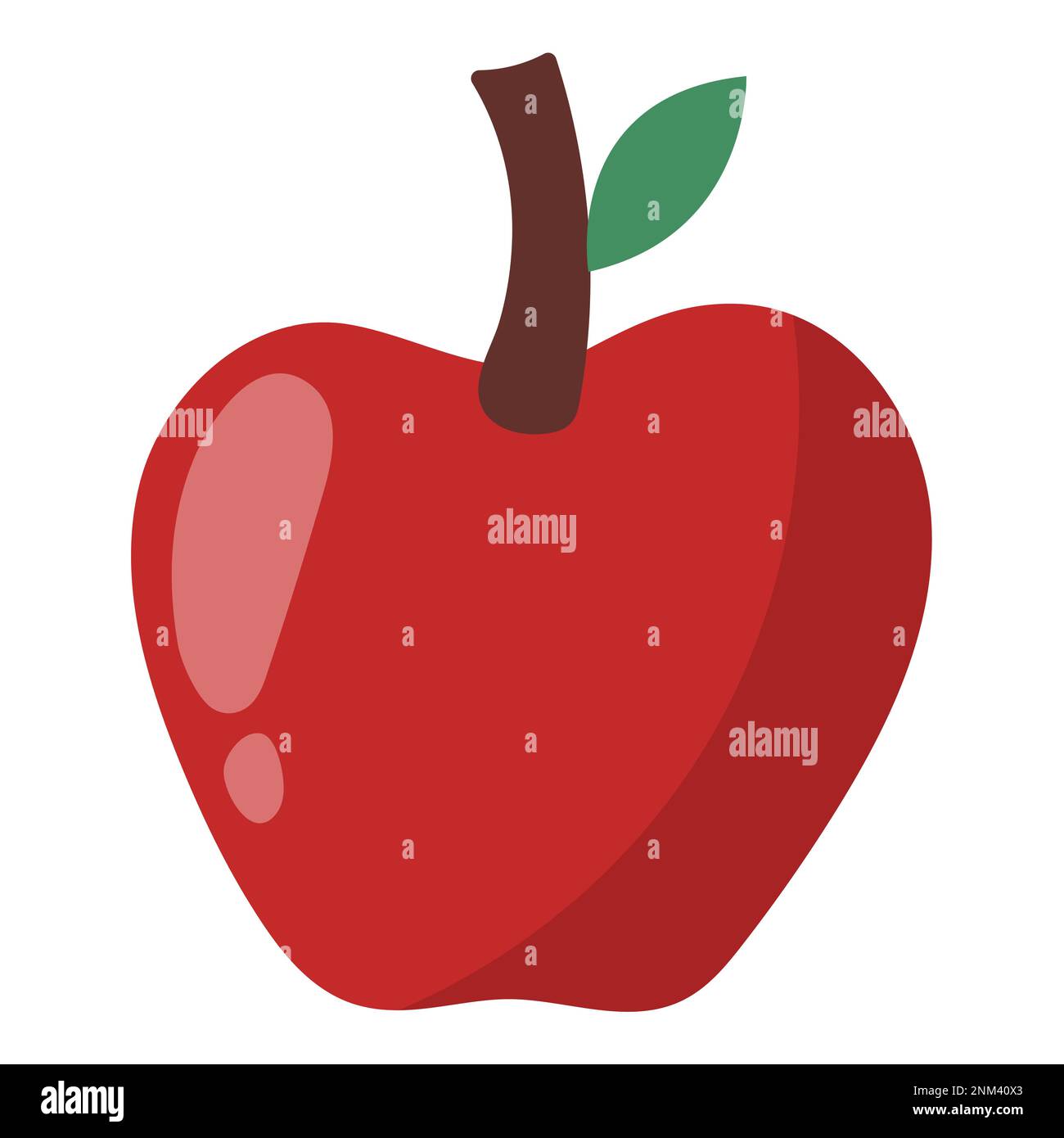 Pomme rouge de style dessin animé sur fond blanc. Élément isolé de fruits dessinés à la main Illustration de Vecteur