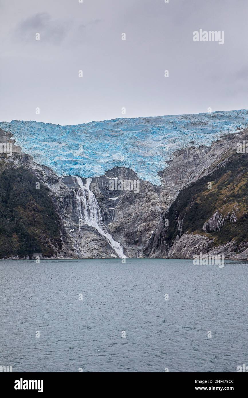 Dans l'Avenue, de la Romanche Glacier des glaciers, PN Alberto de Agostini, la Terre de Feu, Patagonie, Chili Banque D'Images