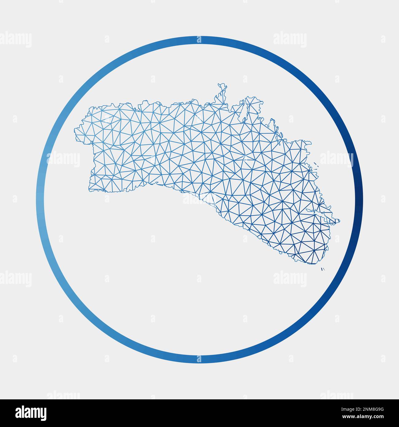 Icône Minorque. Carte du réseau de l'île. Signe Minorque rond avec anneau dégradé. Technologie, internet, réseau, concept de télécommunication. Illustration de Vecteur