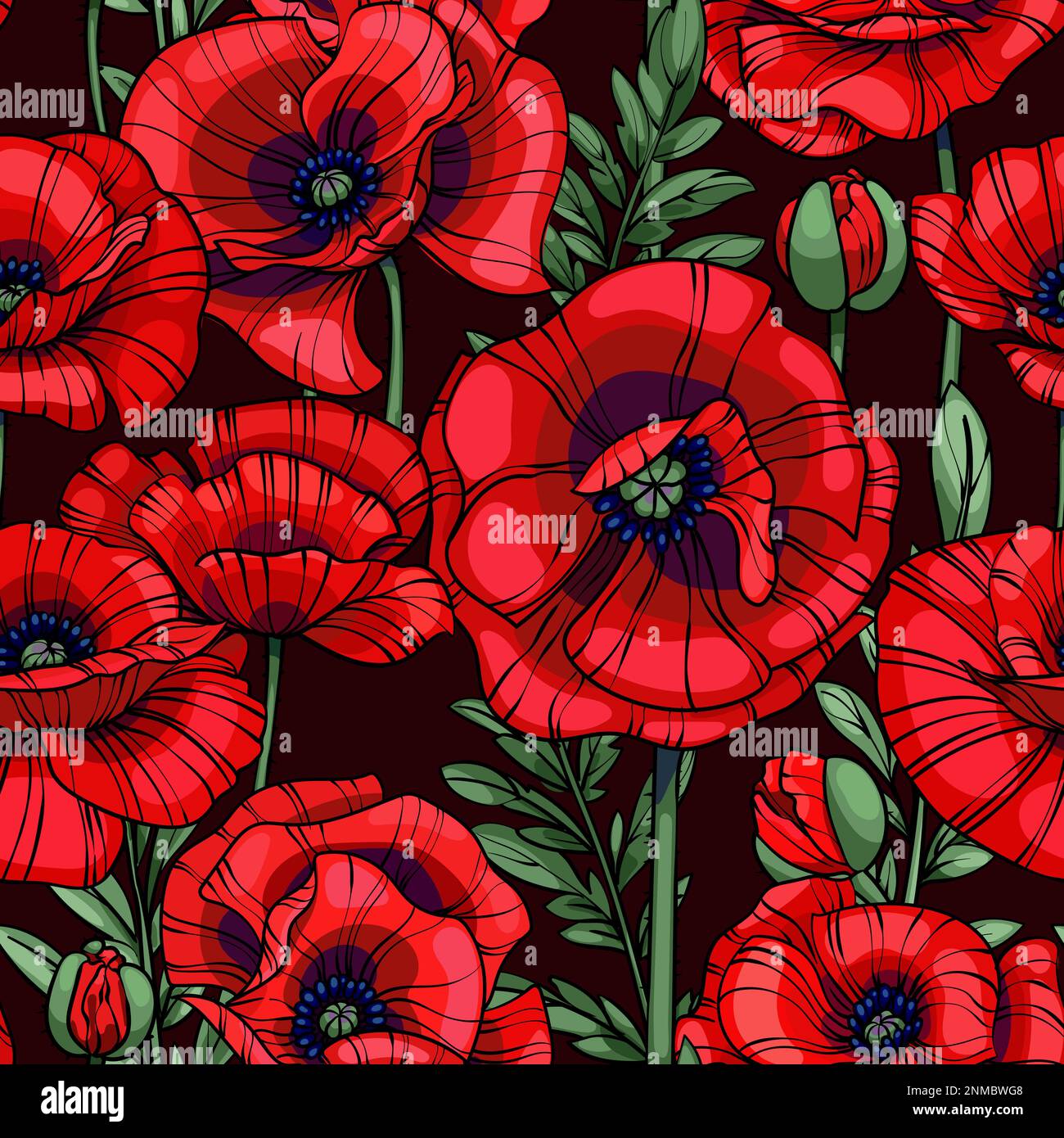 motif vectoriel sans couture pour les coquelicots rouges écartés Illustration de Vecteur