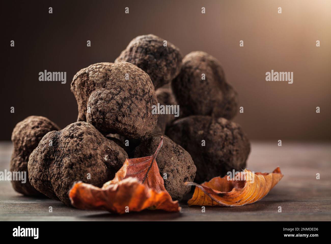 Délicat et rare champignons de truffe noir cuisine italienne typique Banque D'Images