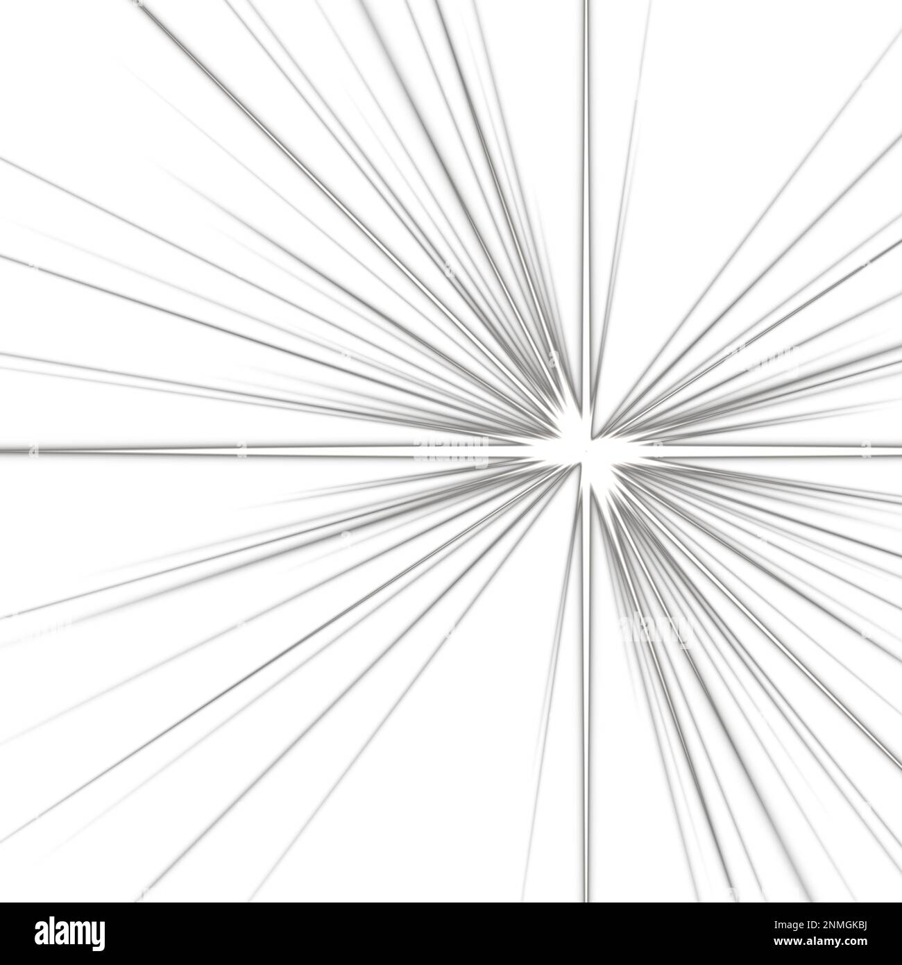 Les rayons à effet de lumière restitués numériquement éclairent le rayonnement d'une étoile ou d'un soleil qui brillent l'explosion isolée sur le blanc Banque D'Images