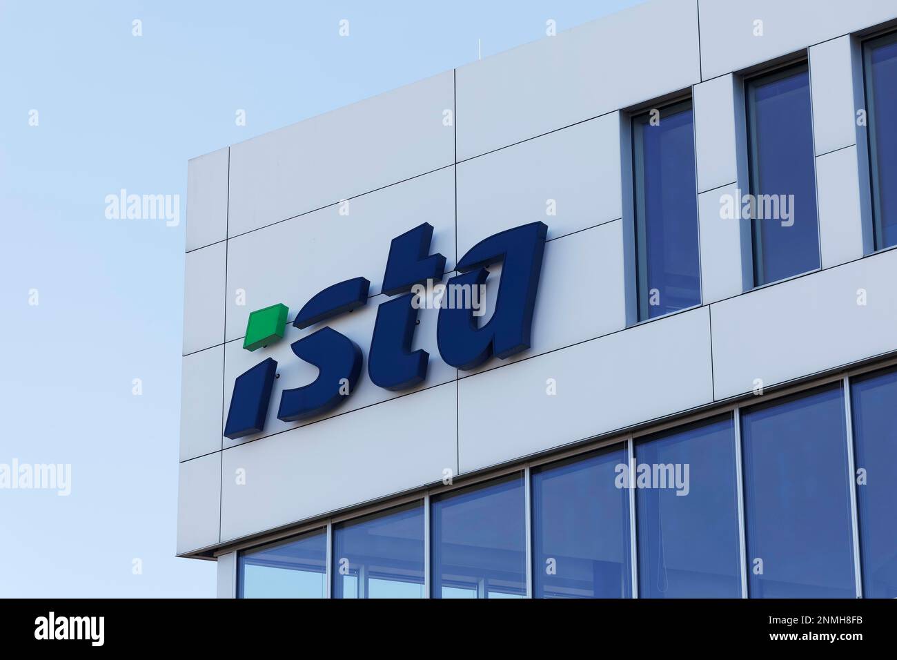 ISTA se, logo au siège de la société, société de services énergétiques, Essen, Rhénanie-du-Nord-Westphalie, Allemagne Banque D'Images