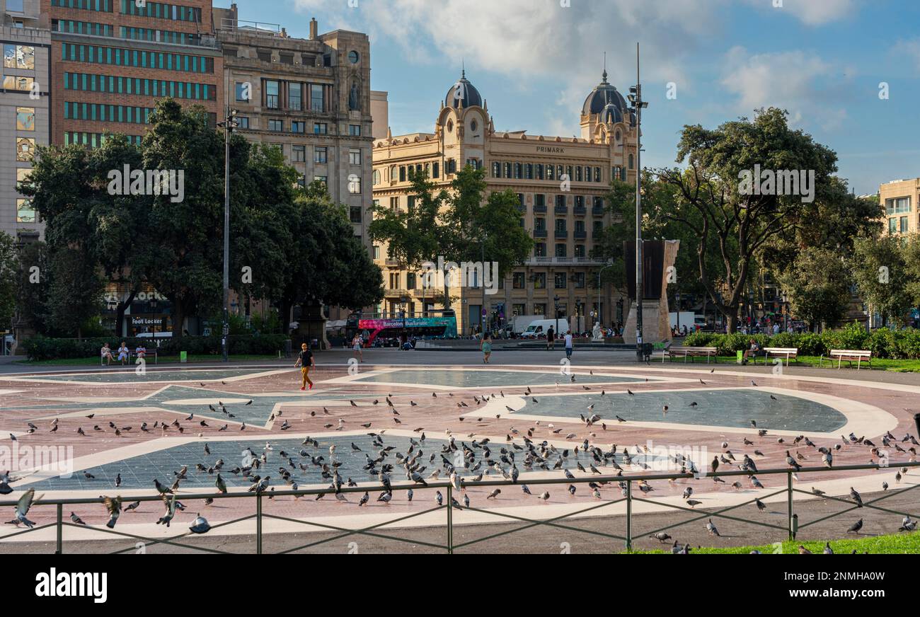 Placa de Catalunya, Barcelone, Catalogne, Espagne Banque D'Images
