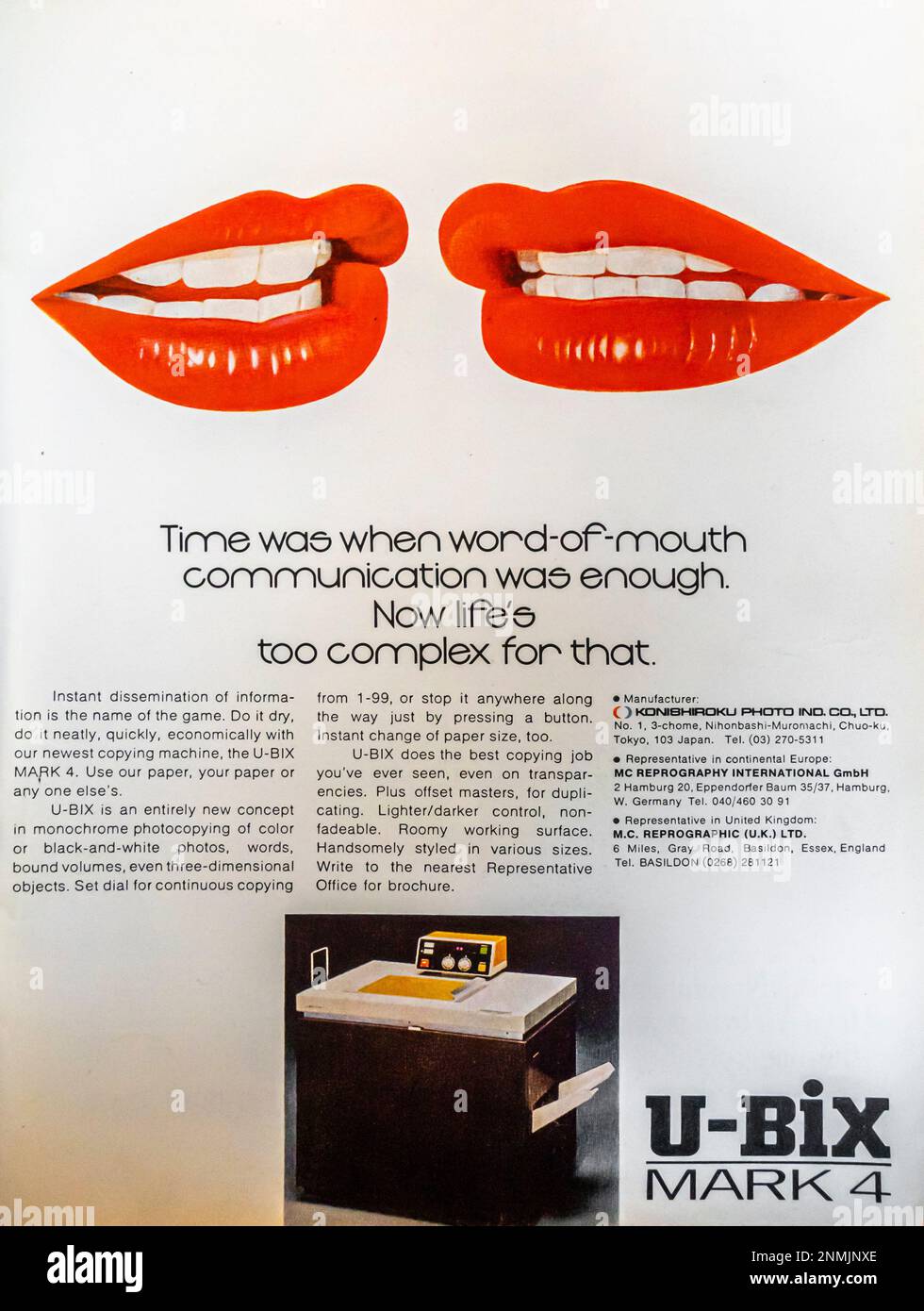 U-bix photocopieuse publicité dans un magazine NatGeo, janvier 1975 Banque D'Images